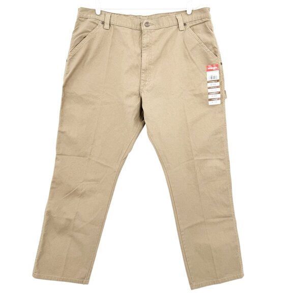 Wrangler Men's Heritage Low Stretch Relaxed Tan Carpenter Pants Size 40x30 NWT - Picture 1 of 11